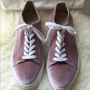 lK Bennett Mauve Pink Velvet Sneakers 8.5